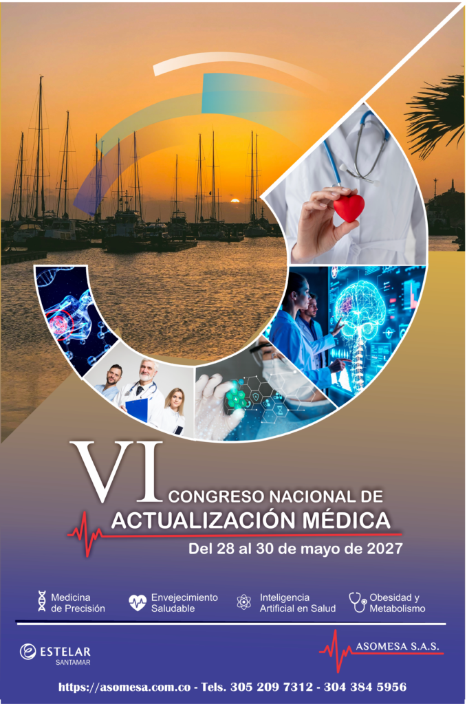 Afiche del VI Congreso Nacional de Actualización Médica, 28 al 30 de mayo de 2027, Santa Marta